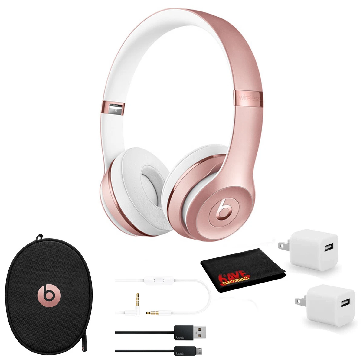 Beats Solo3 Wireless Headphones (Rose Gold) - Kit with USB Adapter