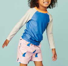 Tea Collection Boy's Long Sleeve Imperial Blue Grey Swim Rash Guard Sz 7