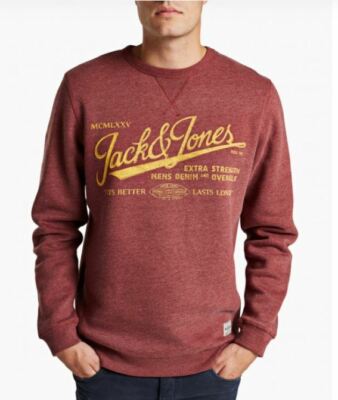 Jack and Jones Crane Crew Knit Sweat Top Herren Gr. 2XL Sweatshirt Red Port