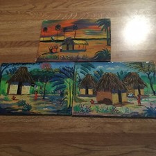 Three Carlos Gomez Signed 6X8 Oils On Masonite