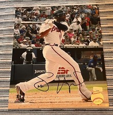 JAYSON HEYWARD SIGNED 8x10 PHOTO MOUNTED MEMORIES STICKER CUBS BRAVES AUTO