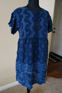 NEW-Johnny-Was-Bohemian-Embroidered-Bohemian-Navy-Blue-Rayon-Dress-S-GORGEOUS