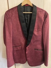 Dobell Burgundy Paisley Velvet Tuxedo Jacket
