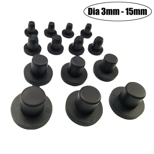Schwarz Silikon Gummi Stopfen Lochkappen Abdeckstopfen Blindstopfen A=3mm - 15mm - Bild 1 von 7