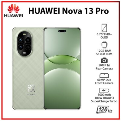 NEW Huawei Nova 13 Pro 12GB+512GB GREEN Dual SIM Unlocked EMUI Mobile Phone