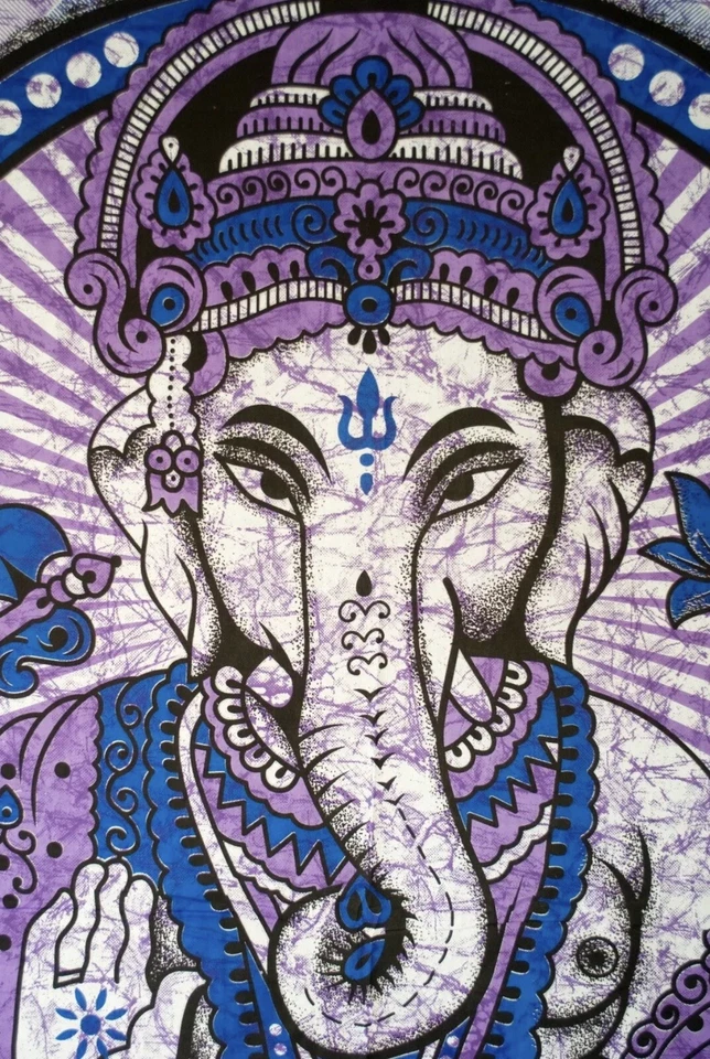 Indian Tapestry Wall Hanging Large Mandala Ganesh Bed Tapestries Purple Boho Uk - Image 4 of 4