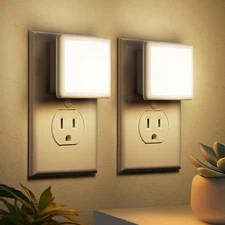 LED Night Lights with Dusk-to-Dawn Sensor, Warm White, Set of 2