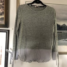 Loft Gray Blue Stripe Shirttail Pullover Top Women s Sz XS A467