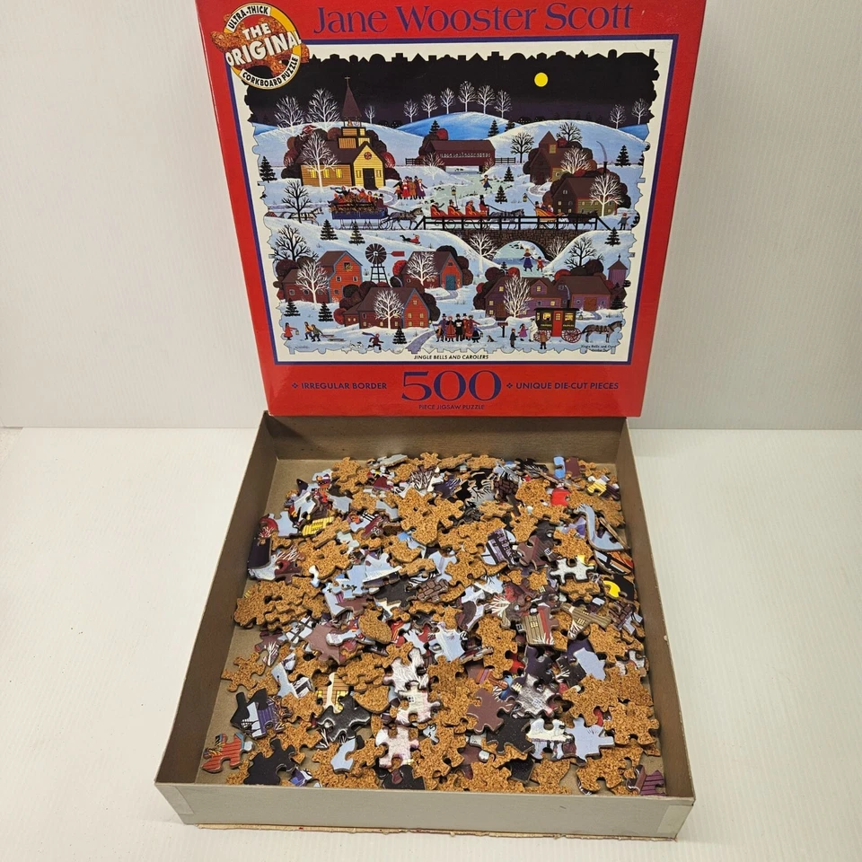 Ceaco Jane Wooster Scott Jingle Bells and Carolers Corkboard Puzzle 500 pc - Image 2 of 4