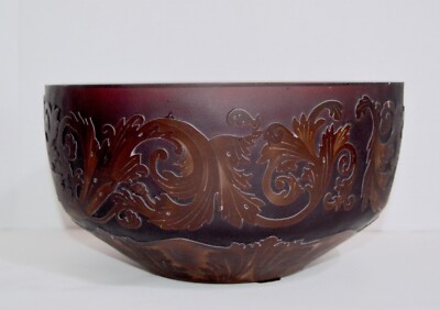 1950s Daum Nancy France Amethyst Glass Bowl Art Deco Centerpiece