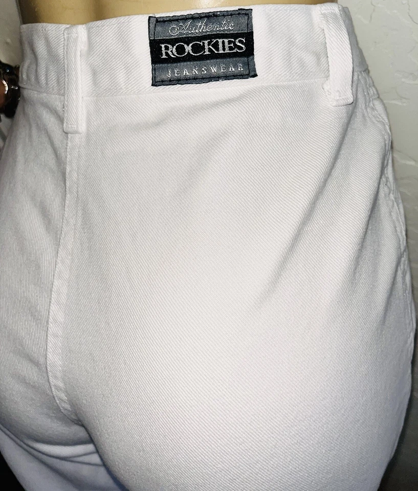 Vintage Anos 80 90 Rockies Western Jeans Cintura Alta BRANCO Bareback-Tamanho 9/10 PERFEITO! - Imagem 4 de 4