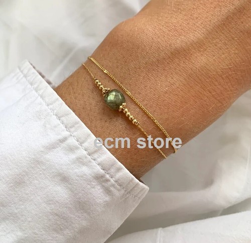 Bracelet Victoire Collection Labradorite Double Tour Chaîne Finition Doré - Acier Inoxydable - Neuf Avec étiquettes