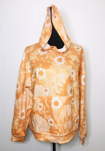Women Floral Soft Spring Hoodie sweatshirt Long Skeeve Orange M - Picture 4 of 8