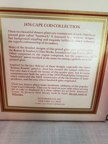 AVON 1876 CAPE COD COLLECTION SET OF 2 DESSERT PLATES~ W/ORIG.BOX~PRICE STICKER - Picture 7 of 12