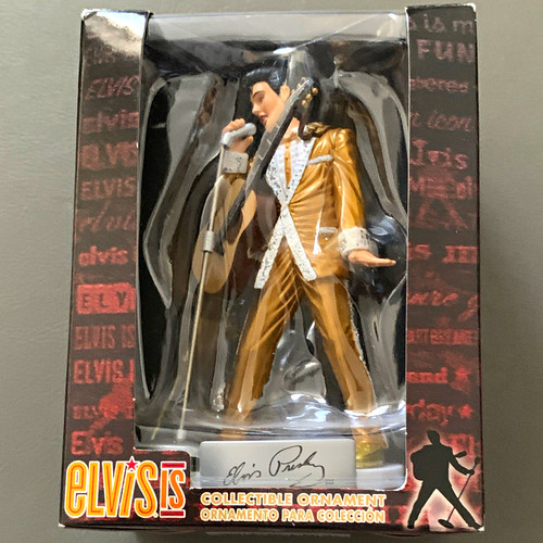 Trevco Elvis Presley Christmas Hanging Ornament Gold Jumpsuit Figurine 2008 5in