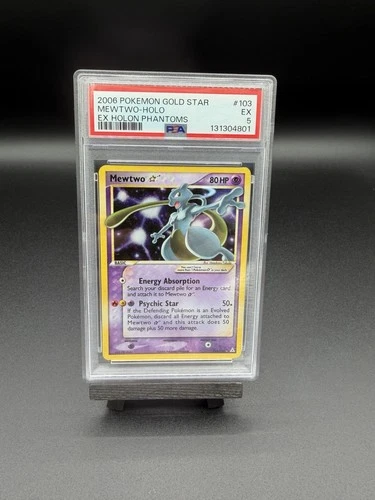 Pokemon Mewtwo Gold Star 2006 Ex Holon Phantoms #103 - PSA 5 - New Cert