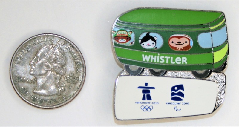 VANCOUVER 2010  WINTER OLYMPICS / PARALYMPIC  PIN - MASCOTS ON BUS TO WHISTLER