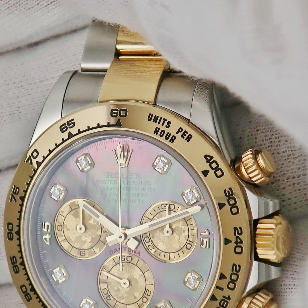 Sora k  116503 Rolex Daytona Steel Yellow Gold Diamond Black MOP Watch