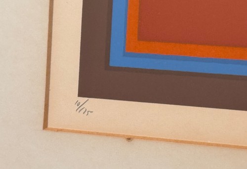Simon Tashimoto Tokyo Japan Signed Geometric Serigraph Op Art Print Vtg Mcm Rare - Picture 11 of 18
