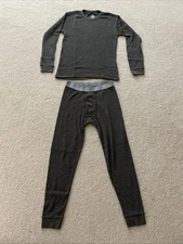 Place & Street Men's Waffle Knit Thermal Underwear Set EJ2 Charcoal Medium NWT