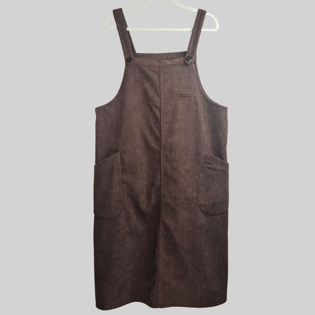 brown corduroy overalls dress Apple Embroidered Corduroy Jumper Dress main image 0