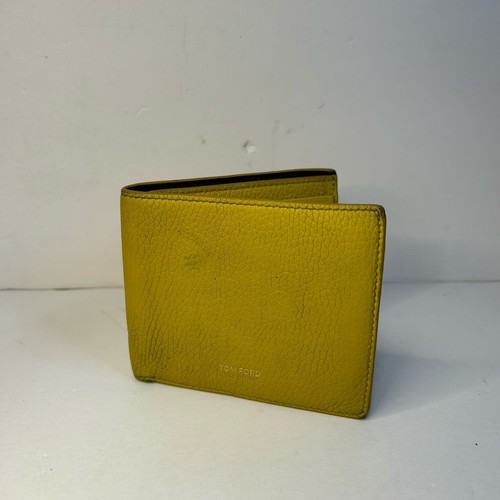 TOM FORD Bi-Fold Wallet Flap Compact Geldbörse Logo Gelb Leder