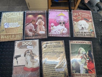 7x HUNDEPFLEGESALON HUND Retro Blechschild