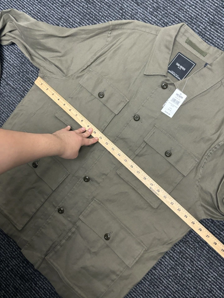 Todd Snyder Jacket Men XL Green Linen Cotton Field Military Shacket Lightweight - Image 3 of 4