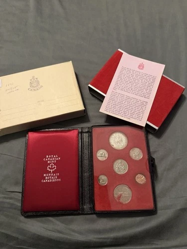1973 Royal Canadian Mint Double Struck Silver Dollar Set 7 BU Coins COA