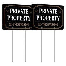 2Pack Private Property Signs, 12" x 8" No Trespassing 21x12 Inches, Black