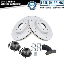 Front Hubs & Bearings Ceramic Brake Pad Performance Rotor Kit for GM SUV