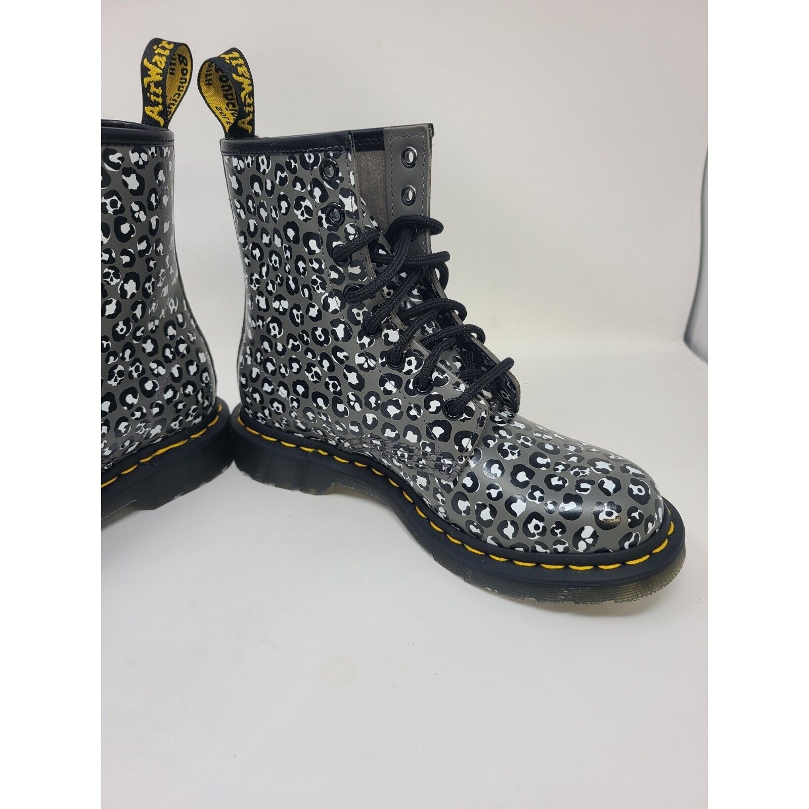 DOC DR MARTENS GUNMETAL 1460 LOUD LEOPARD Leather Boots Sz 6 Grunge Whimsigoth thumbnail 6
