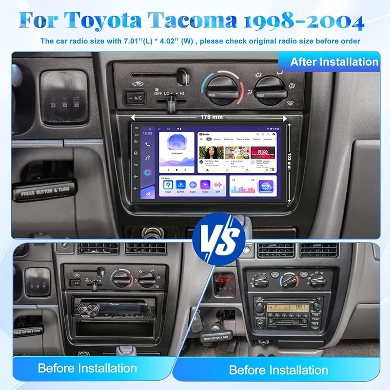 7" 6+128GB For Toyota Tacoma 1998-2004 Car Radio Wireless Carplay Head Unit GPS - Изображение 3 из 4