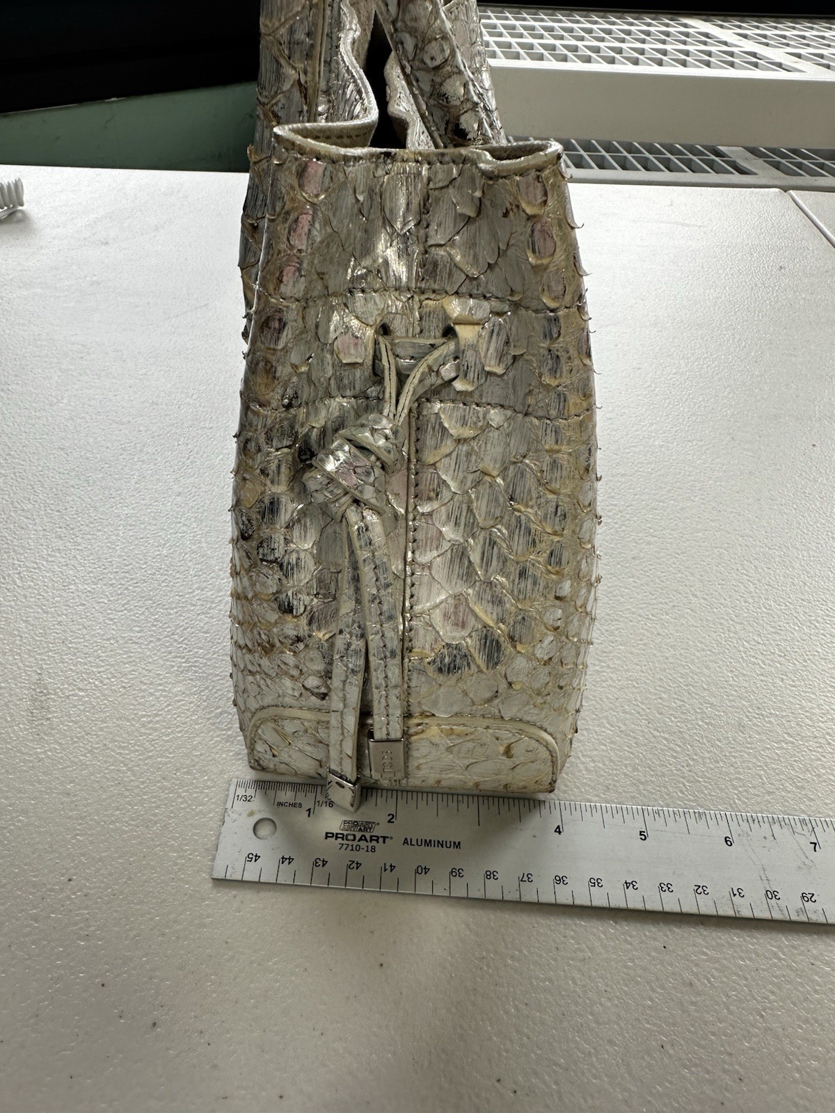 Tod’s Silver Color Metallic Python Leather Handba… - image 23