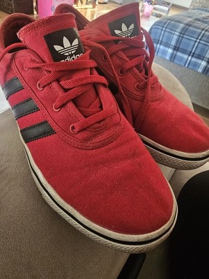 adidas Adi Ease Red/Black Canvas Low Top Lace-Up Sneakers Rubber Outsole
