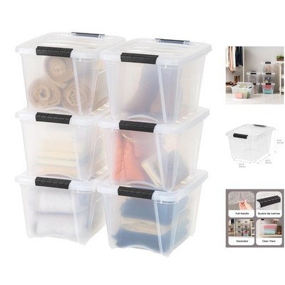 Efficient 19 QT Plastic Storage Boxes - 6 Latching Containers for Versatile Use