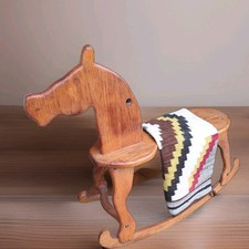 1950s Wooden Rocking Horse Oak Riding Toy Handmade 