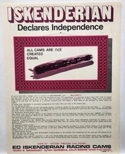 1973 Iskenderian Racing Cams Street Track Original Print Ad 70s Gardena CA