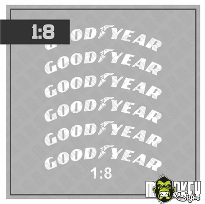 MBBE Reifenbeschriftung 1:8 Goodyear RC LKW freistehend Aufkleber Truck Cars Drifter