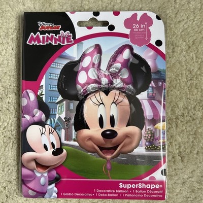 Disney Junior Minnie Mouse 26 Zoll kopfförmiger Helium-Folienballon neu nicht aufblasbar