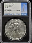 2022 W Burnished Silver Eagle NGC MS69 Girst Day Of Issue West Point Mint ASE