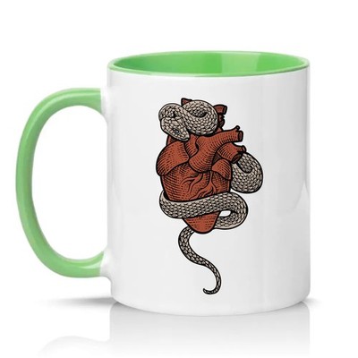 Schlange um Herz Unisex 11 Unzen Keramiktasse Gothic Kunst Geschenk für Sie & Ihn
