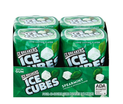 ICE BREAKERS Ice Cubes Spearmint Sugar Free Chewing Gum, 40 pcs., 4 pk.