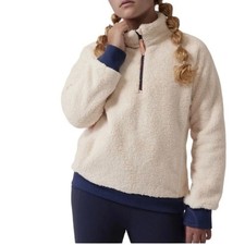 Athleta Girl so Snug Sherpa half zip size L 12 pullover cozy cream teddy fleece