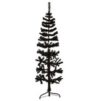 KüNstlicher Halb-Weihnachtsbaum StäNder Schlank Schwarz 120 Cm