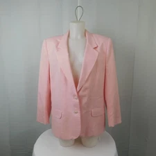Vintage Leslie Fay Haberdashery Women's 2-Button Blazer Jacket 14, Pink #A137