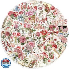 Flower Stickers INS Spring Floral Decals 50PCS Vibrant PET Stickers for Rose,
