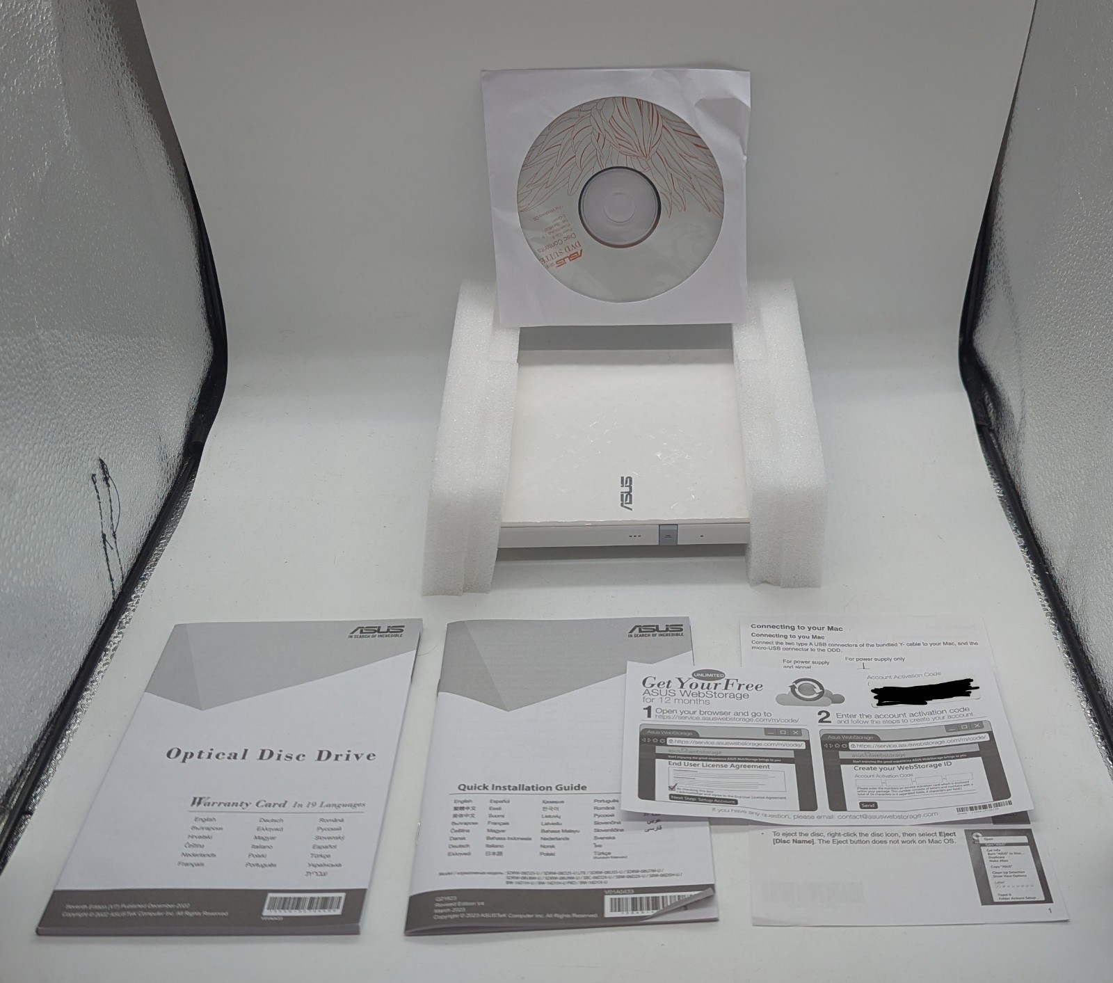 ASUS SDRW-08D2S-U Lite External Slim DVD-RW USB 2.0 White Open Box (A) image 4