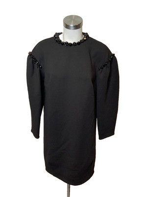 Simone Rocha X Ikram Black Scuba Jewel Shift Dress, Size 6 | 10