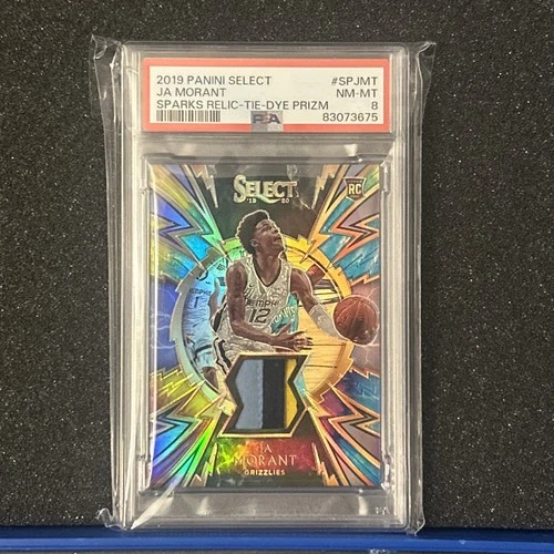 2019 Panini Select Ja Morant RC Sparks Relic- Tye Dye Prizm Patch 14/25 PSA 8